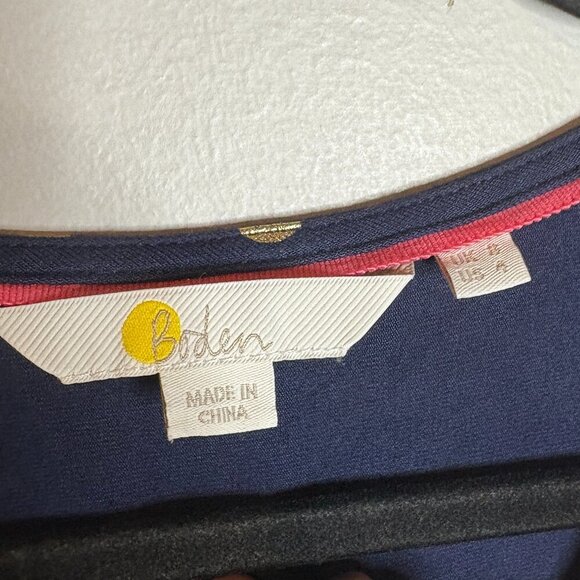 Boden Gemma Jersey Dress Navy Blue Gold metallic polka dots - Picture 4 of 6